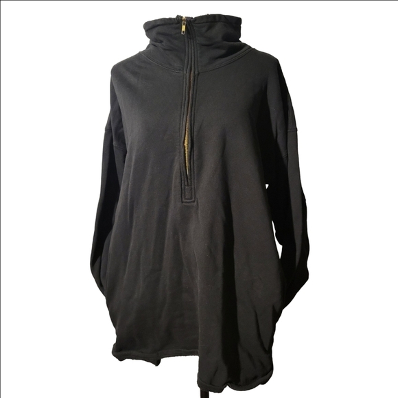 J.Crew Black Terry 1/4 Zip Pullover Medium EUC - Picture 1 of 8